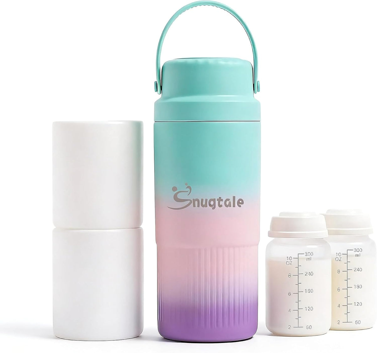 22oz Portable Breast Milk Cooler Bottle – Milk Cooler for Breastmilk, 24H+ Cooling, with 2 BPA-Free Bottles with Measurement Marks, Travel Essential for Outdoor Breastfeeding & Pumping