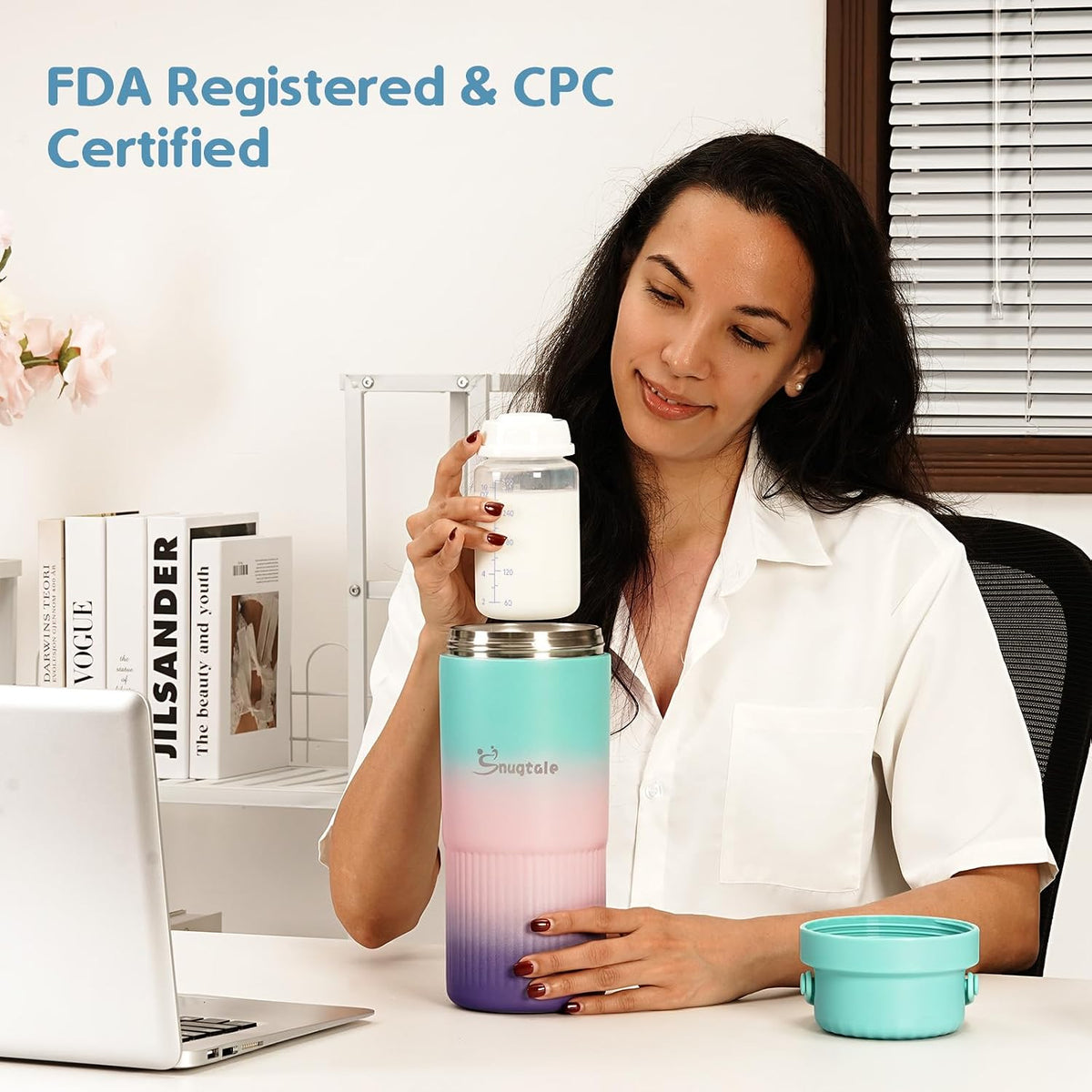 22oz Portable Breast Milk Cooler Bottle – Milk Cooler for Breastmilk, 24H+ Cooling, with 2 BPA-Free Bottles with Measurement Marks, Travel Essential for Outdoor Breastfeeding & Pumping