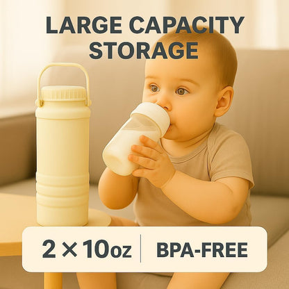 22oz Portable Breast Milk Cooler Bottle – Milk Cooler for Breastmilk, 24H+ Cooling, with 2 BPA-Free Bottles with Measurement Marks, Travel Essential for Outdoor Breastfeeding & Pumping