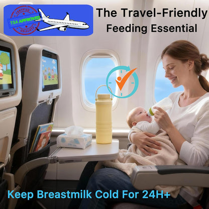 22oz Portable Breast Milk Cooler Bottle – Milk Cooler for Breastmilk, 24H+ Cooling, with 2 BPA-Free Bottles with Measurement Marks, Travel Essential for Outdoor Breastfeeding & Pumping