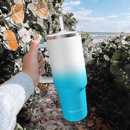 40 oz Tumbler with Handle and Straw Lid Insulated Tumblers Cups with Lids Straws Double Wall Vacuum Stainless Steel 40oz Tumbler Travel Mug Gifts for Men Women Him Her (Sakura)