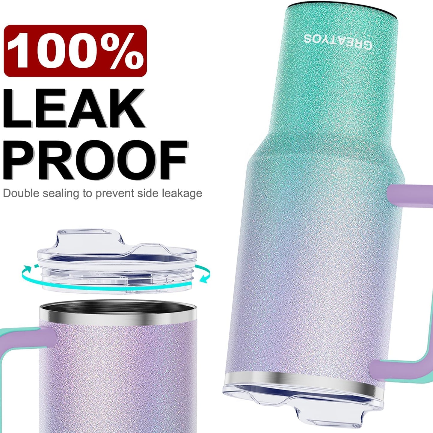 40 oz Tumbler with Handle and Straw Lid Insulated Tumblers Cups with Lids Straws Double Wall Vacuum Stainless Steel 40oz Tumbler Travel Mug Gifts for Men Women Him Her (Sakura)