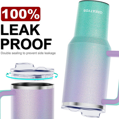 40 oz Tumbler with Handle and Straw Lid Insulated Tumblers Cups with Lids Straws Double Wall Vacuum Stainless Steel 40oz Tumbler Travel Mug Gifts for Men Women Him Her (Sakura)