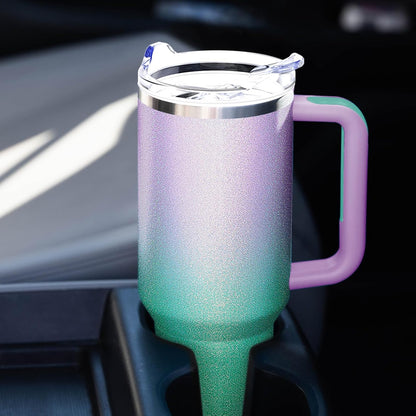 40 oz Tumbler with Handle and Straw Lid Insulated Tumblers Cups with Lids Straws Double Wall Vacuum Stainless Steel 40oz Tumbler Travel Mug Gifts for Men Women Him Her (Sakura)