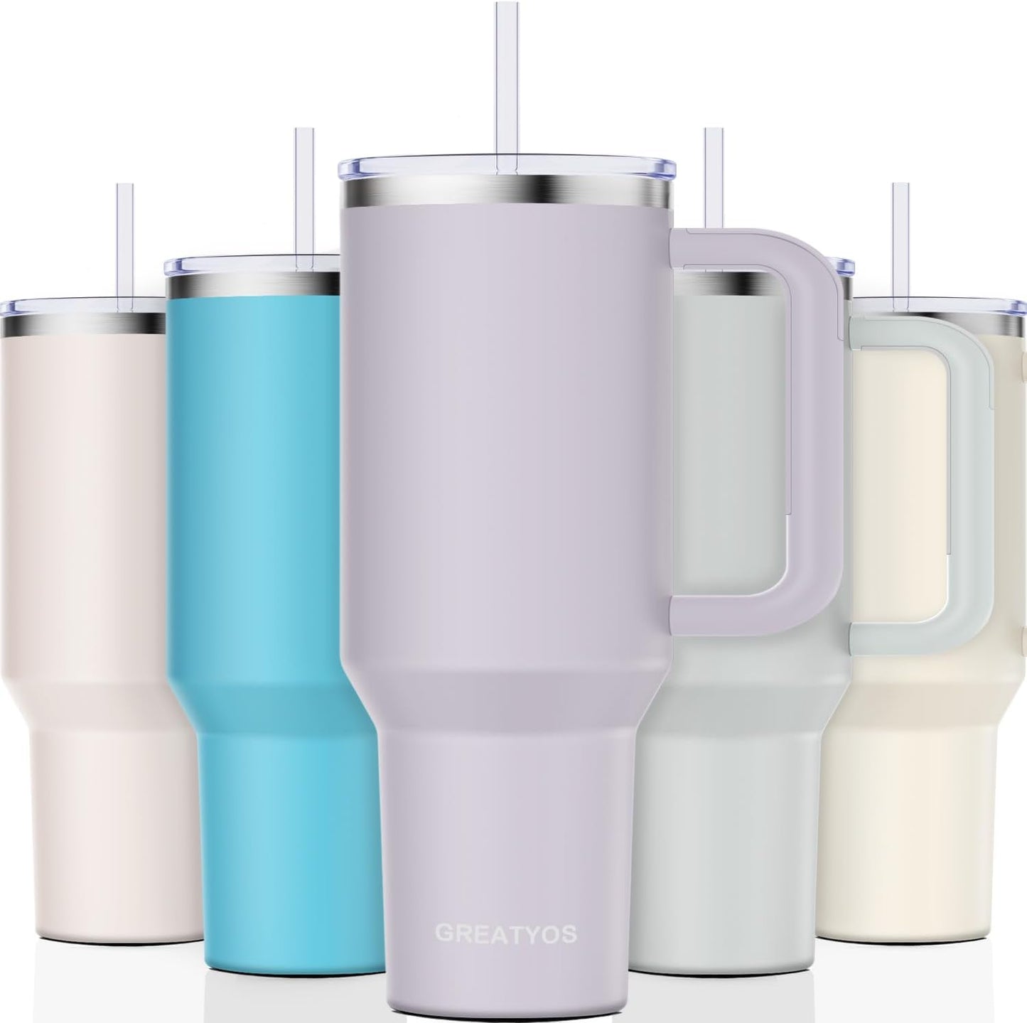 40 oz Tumbler with Handle and Straw Lid Insulated Tumblers Cups with Lids Straws Double Wall Vacuum Stainless Steel 40oz Tumbler Travel Mug Gifts for Men Women Him Her (Sakura)