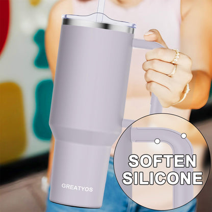40 oz Tumbler with Handle and Straw Lid Insulated Tumblers Cups with Lids Straws Double Wall Vacuum Stainless Steel 40oz Tumbler Travel Mug Gifts for Men Women Him Her (Sakura)