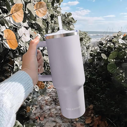 40 oz Tumbler with Handle and Straw Lid Insulated Tumblers Cups with Lids Straws Double Wall Vacuum Stainless Steel 40oz Tumbler Travel Mug Gifts for Men Women Him Her (Sakura)
