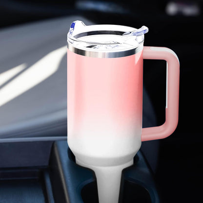 40 oz Tumbler with Handle and Straw Lid Insulated Tumblers Cups with Lids Straws Double Wall Vacuum Stainless Steel 40oz Tumbler Travel Mug Gifts for Men Women Him Her (Sakura)