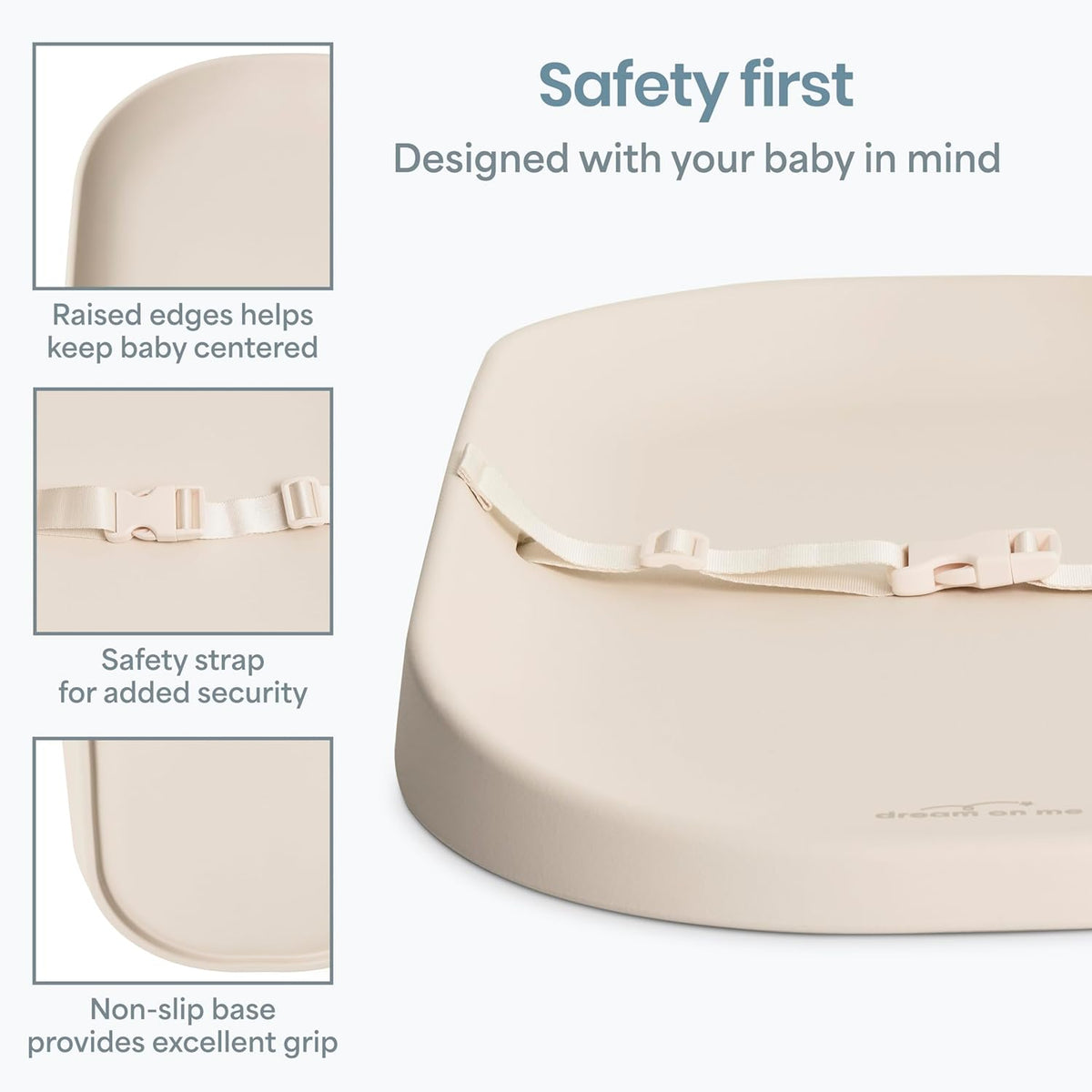 Lotti Love Baby Changing Pad, Waterproof, Contoured Design with Safety Strap, Soft Wipe-Clean Surface, Secure Nursery Changing Pad, Magnolia White