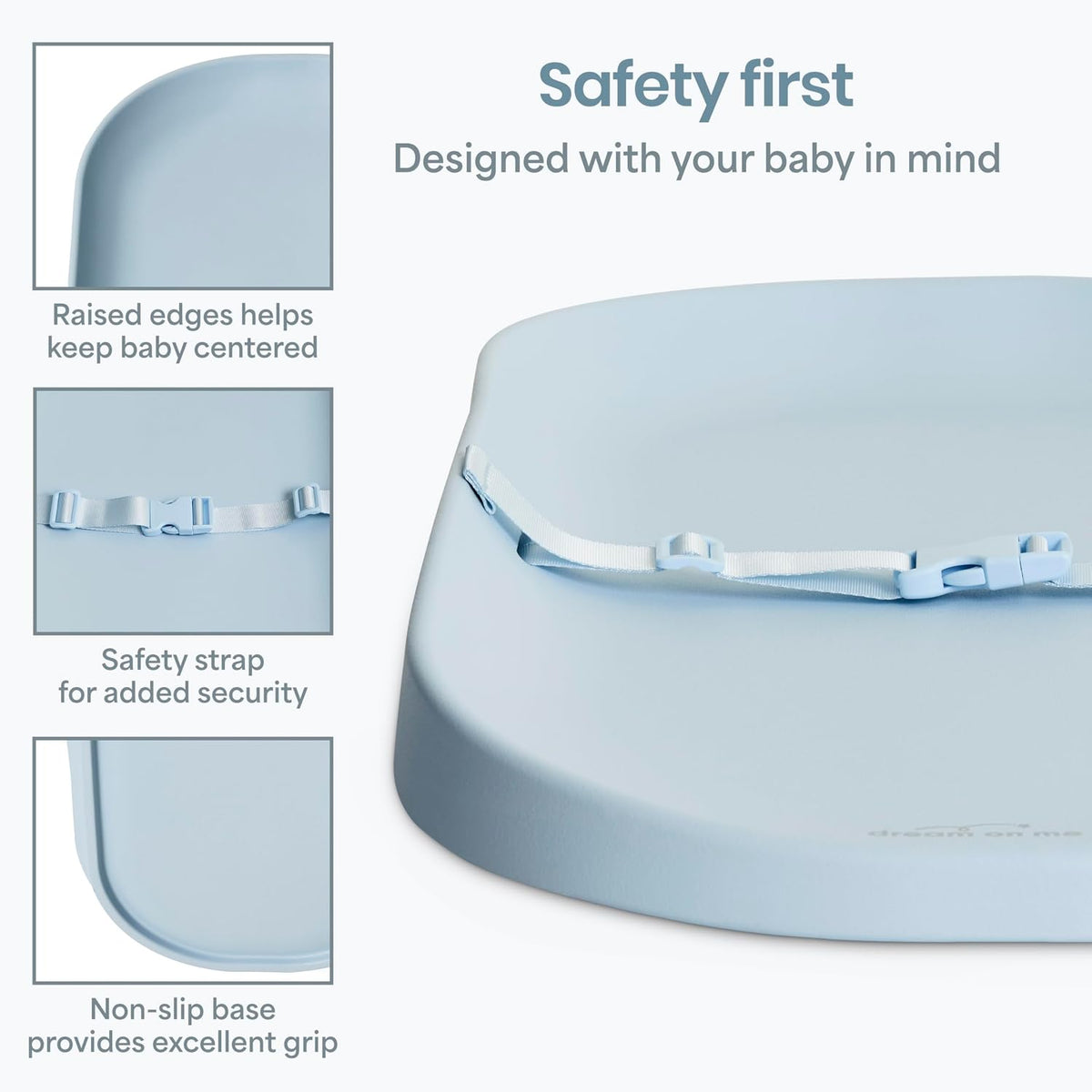 Lotti Love Baby Changing Pad, Waterproof, Contoured Design with Safety Strap, Soft Wipe-Clean Surface, Secure Nursery Changing Pad, Magnolia White