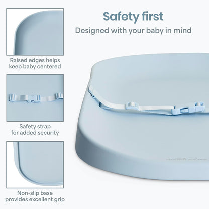 Lotti Love Baby Changing Pad, Waterproof, Contoured Design with Safety Strap, Soft Wipe-Clean Surface, Secure Nursery Changing Pad, Magnolia White