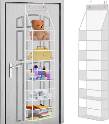 5-Shelf Over The Door Pantry Organizer with Clear Pockets, Heavy Duty Hanging Storage for Closet, Bedroom, Bathroom, and Nursery (Black, Holds up to 28 lbs)