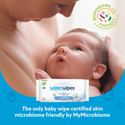 Sensitive+ Newborn & Baby Wipes, 3-In-1 Cleans, Cares, Protects, 99.9% Water, Unscented & Hypoallergenic, 720 Count (12 Packs)