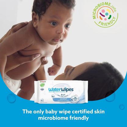 Sensitive+ Newborn & Baby Wipes, 3-In-1 Cleans, Cares, Protects, 99.9% Water, Unscented & Hypoallergenic, 720 Count (12 Packs)