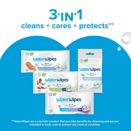 Sensitive+ Newborn & Baby Wipes, 3-In-1 Cleans, Cares, Protects, 99.9% Water, Unscented & Hypoallergenic, 720 Count (12 Packs)