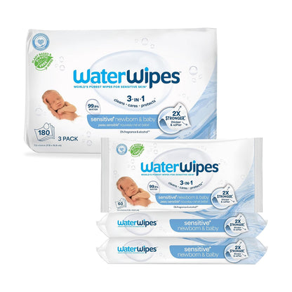 Sensitive+ Newborn & Baby Wipes, 3-In-1 Cleans, Cares, Protects, 99.9% Water, Unscented & Hypoallergenic, 720 Count (12 Packs)