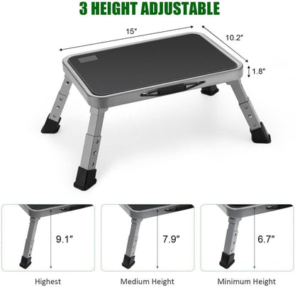 Folding Step Stool for Adults, Height-Adjustable Small Step Stool