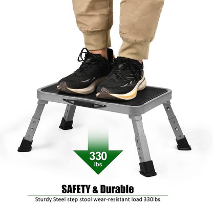 Folding Step Stool for Adults, Height-Adjustable Small Step Stool