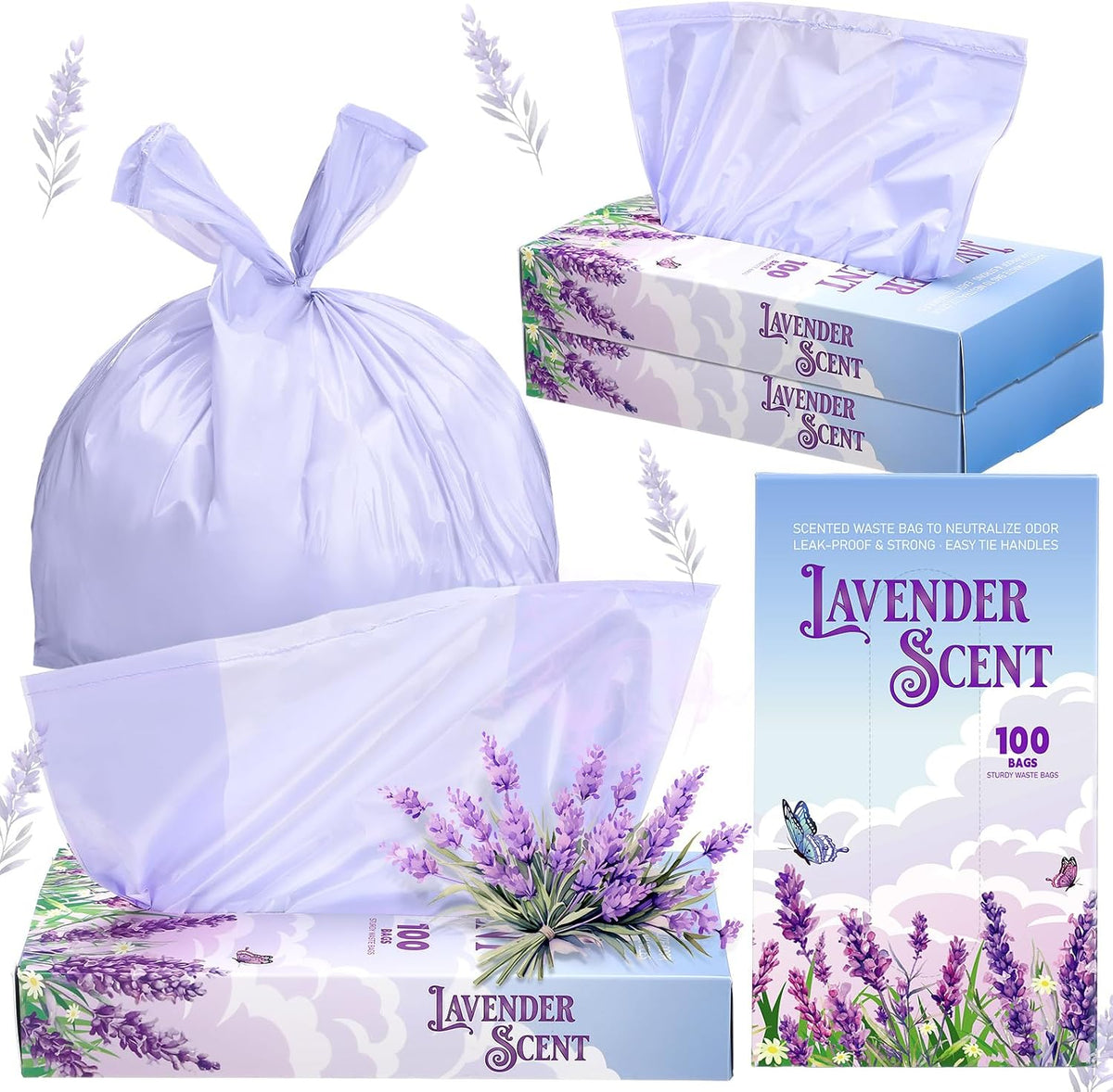 Scented Garbage Bags Hygiene Use,Lavender,14 x 8 x 4.5 in