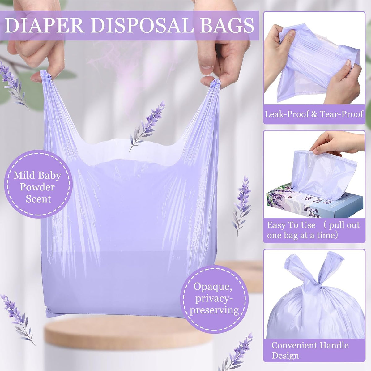 Scented Garbage Bags Hygiene Use,Lavender,14 x 8 x 4.5 in
