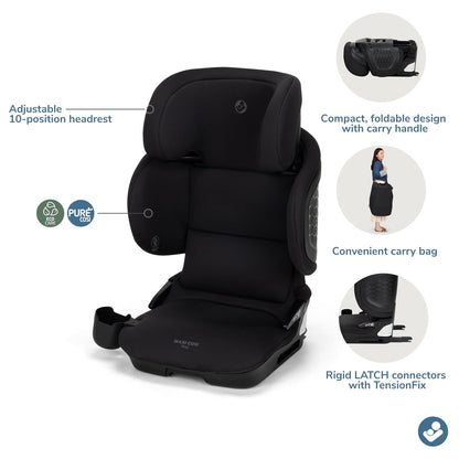 Tanza Belt-Positioning Booster Car Seat with Back, Foldable Car Seat, Sea Shadow