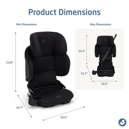Tanza Belt-Positioning Booster Car Seat with Back, Foldable Car Seat, Sea Shadow