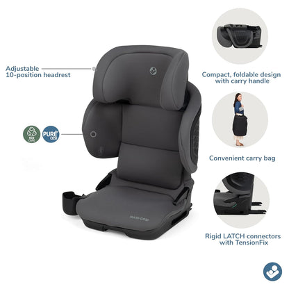 Tanza Belt-Positioning Booster Car Seat with Back, Foldable Car Seat, Sea Shadow