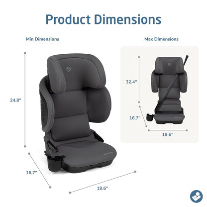 Tanza Belt-Positioning Booster Car Seat with Back, Foldable Car Seat, Sea Shadow