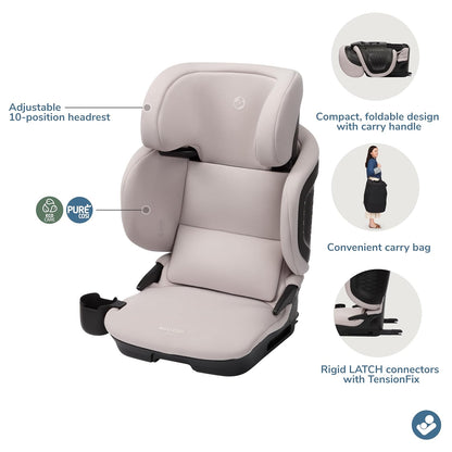 Tanza Belt-Positioning Booster Car Seat with Back, Foldable Car Seat, Sea Shadow