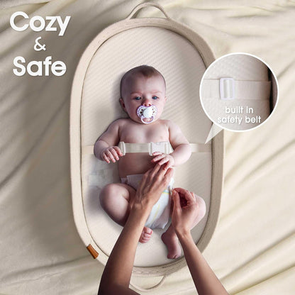 J&JOO Baby Changing Basket includes Diaper Caddy - Soft & Waterproof Dual-Cover, Portable, Changing Pad for Dresser & Changing Table, Gift for Baby Shower, Organic Cotton Rope