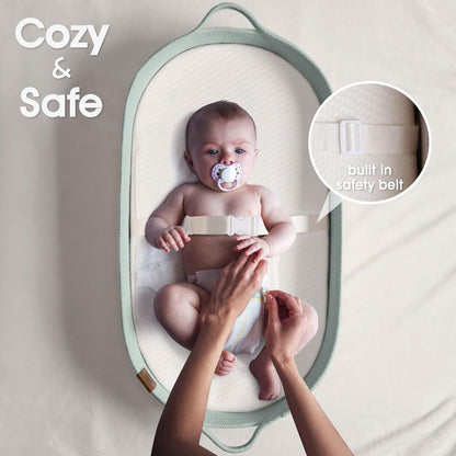 J&JOO Baby Changing Basket includes Diaper Caddy - Soft & Waterproof Dual-Cover, Portable, Changing Pad for Dresser & Changing Table, Gift for Baby Shower, Organic Cotton Rope