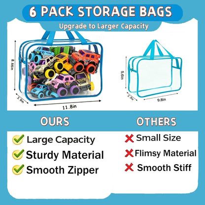 Clear Toy Storage Bags, Kids Toy Organizer with Zipper, Waterproof PVC, Large Capacity for Puzzles, Blocks & Board Games, Easy Sorting with Labels