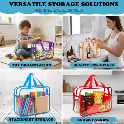 Clear Toy Storage Bags, Kids Toy Organizer with Zipper, Waterproof PVC, Large Capacity for Puzzles, Blocks & Board Games, Easy Sorting with Labels