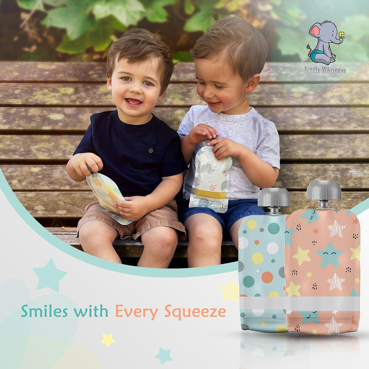 Reusable Baby Food Pouches - Refillable with Applesauce, Yogurt, Fruit Puree, Smoothie - 10 Pack - Toddler & Kids Squeeze Pouch