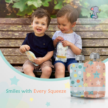 Reusable Baby Food Pouches - Refillable with Applesauce, Yogurt, Fruit Puree, Smoothie - 10 Pack - Toddler & Kids Squeeze Pouch