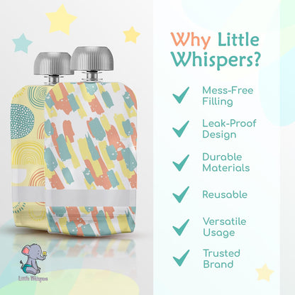 Reusable Baby Food Pouches - Refillable with Applesauce, Yogurt, Fruit Puree, Smoothie - 10 Pack - Toddler & Kids Squeeze Pouch