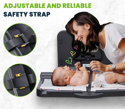 Alpine Wall Mounted Baby Changing Station - Horizontal Baby Changing Table Foldable Diaper Tables with Safety Strap for Commercial Bathroom, ADA Complaint (Hardware Included) White Gray