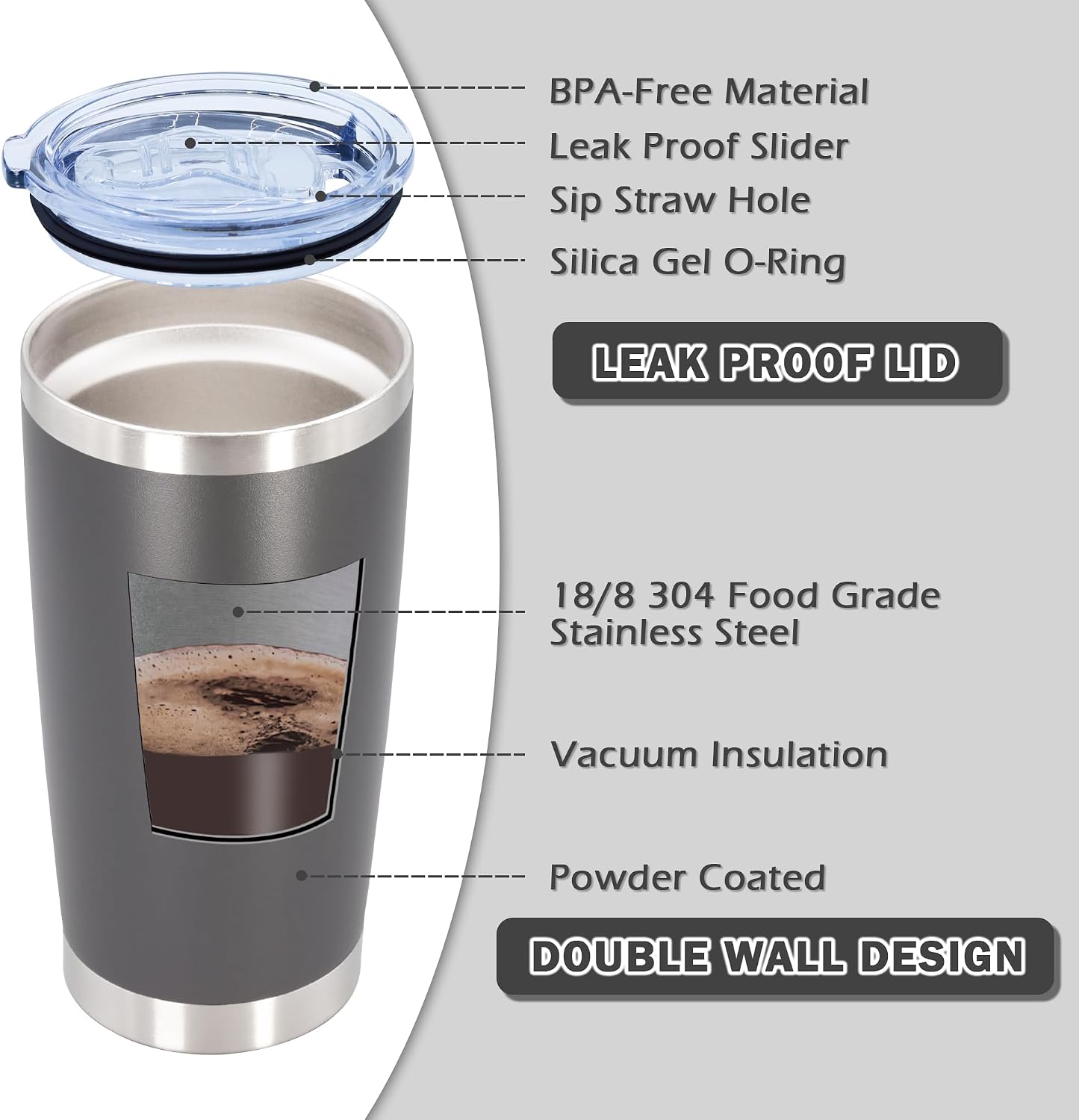 20oz Tumbler with Lid Stainless Steel Tumblers Insulated Mug Navy 1P