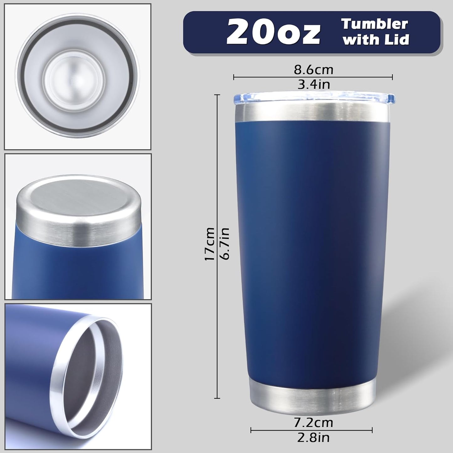 20oz Tumbler with Lid Stainless Steel Tumblers Insulated Mug Navy 1P