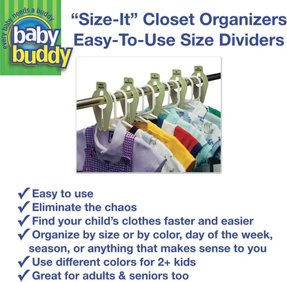 Size-It Closet Organizers - Baby Clothes Closet Dividers Nursery Clothing Organization for Babies and Kids, Newborn Up to Size 8, Clothes Divider for Closet, Gray, 5 Count