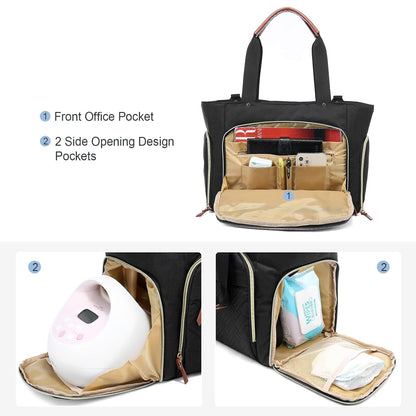 Diaper Bag Set, 3-Piece Set with Laptop Pocket, Cooler Bag & Changing Pad, Fits Most Breast Pumps, Grey, 15.7" x 8" x 11", For Mothers, Newborn - 3 Years