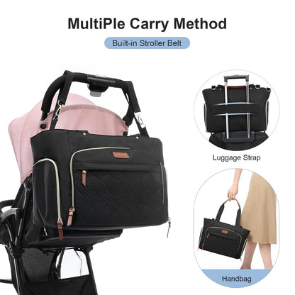 Diaper Bag Set, 3-Piece Set with Laptop Pocket, Cooler Bag & Changing Pad, Fits Most Breast Pumps, Grey, 15.7" x 8" x 11", For Mothers, Newborn - 3 Years