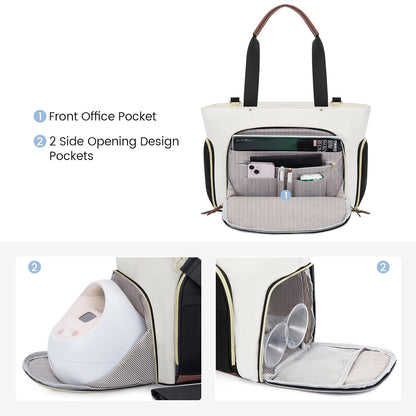 Diaper Bag Set, 3-Piece Set with Laptop Pocket, Cooler Bag & Changing Pad, Fits Most Breast Pumps, Grey, 15.7" x 8" x 11", For Mothers, Newborn - 3 Years