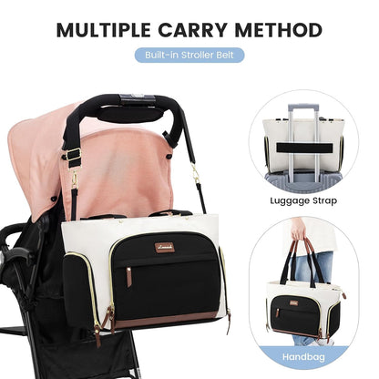 Diaper Bag Set, 3-Piece Set with Laptop Pocket, Cooler Bag & Changing Pad, Fits Most Breast Pumps, Grey, 15.7" x 8" x 11", For Mothers, Newborn - 3 Years