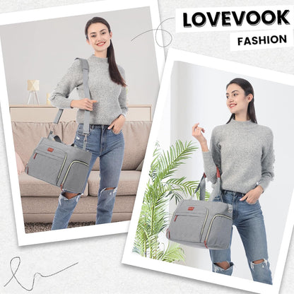 Diaper Bag Set, 3-Piece Set with Laptop Pocket, Cooler Bag & Changing Pad, Fits Most Breast Pumps, Grey, 15.7" x 8" x 11", For Mothers, Newborn - 3 Years