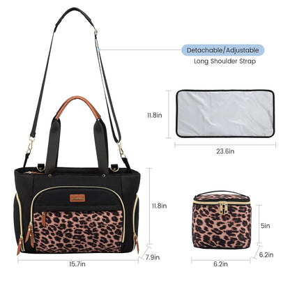 Diaper Bag Set, 3-Piece Set with Laptop Pocket, Cooler Bag & Changing Pad, Fits Most Breast Pumps, Grey, 15.7" x 8" x 11", For Mothers, Newborn - 3 Years