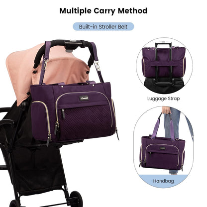 Diaper Bag Set, 3-Piece Set with Laptop Pocket, Cooler Bag & Changing Pad, Fits Most Breast Pumps, Grey, 15.7" x 8" x 11", For Mothers, Newborn - 3 Years