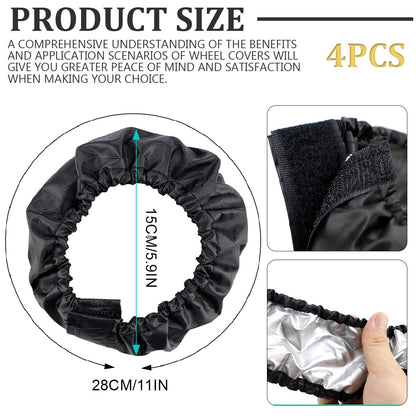 DOERDO 4Pcs Baby Stroller Wheel Cover Protection Covers for Baby Stroller Wheelchair, Black, Small