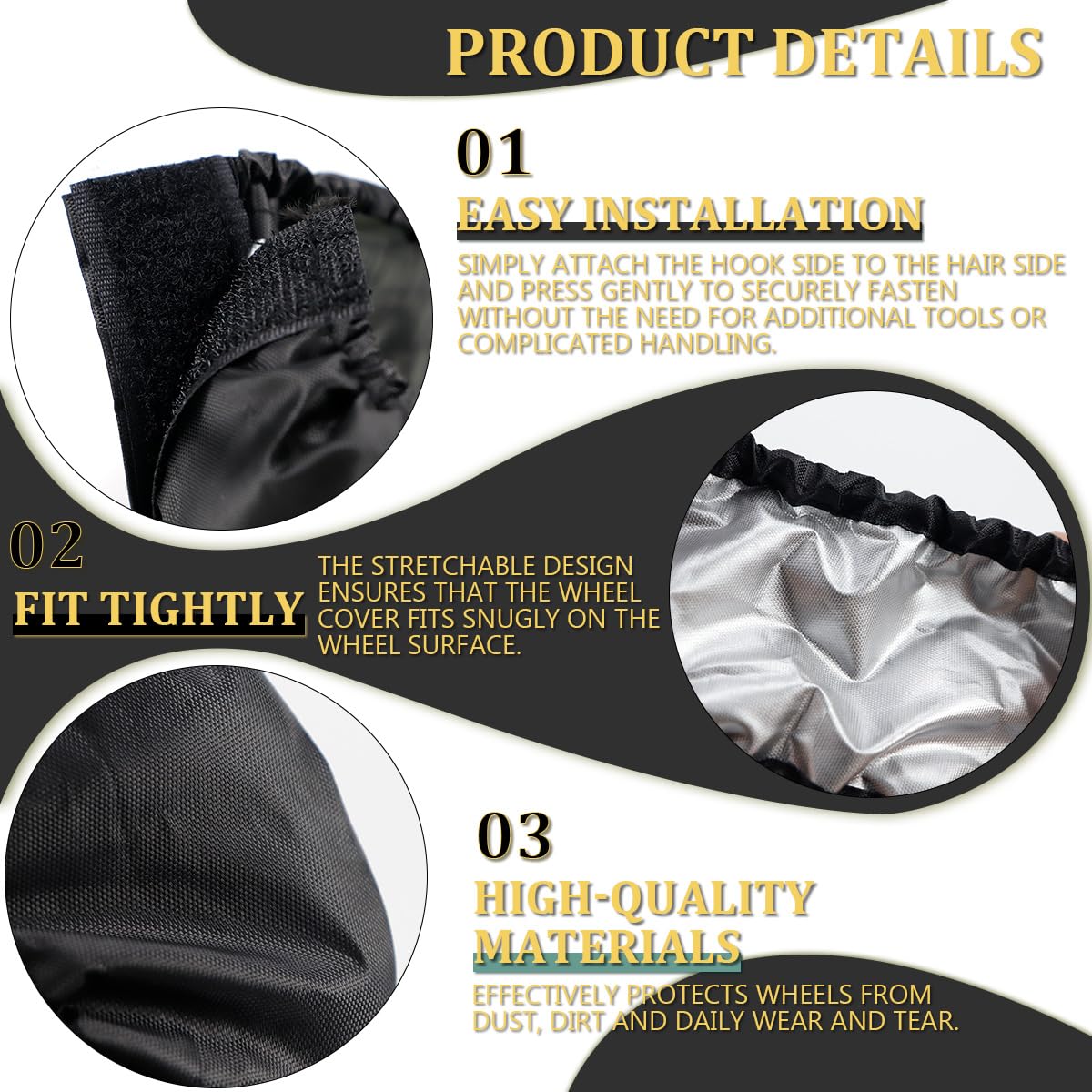 DOERDO 4Pcs Baby Stroller Wheel Cover Protection Covers for Baby Stroller Wheelchair, Black, Small