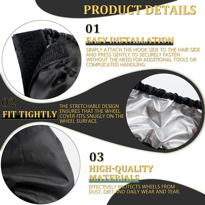 DOERDO 4Pcs Baby Stroller Wheel Cover Protection Covers for Baby Stroller Wheelchair, Black, Small